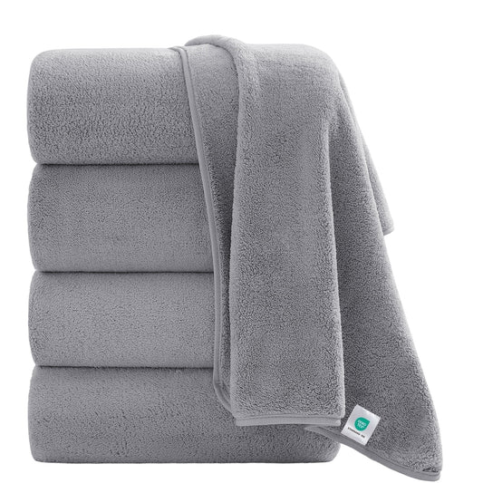 4 Pack Oversized Bath Sheet Towels 700 GSM Ultra Soft Light Gray Bath Towel Set